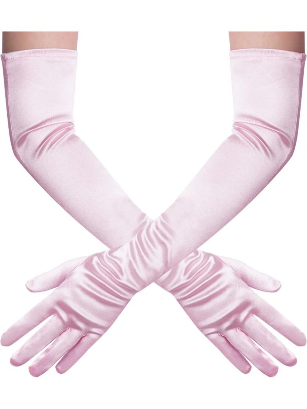 Women's Pink 1920s Costume Dress Elbow Length 21 inch Long Opera Satin Gloves